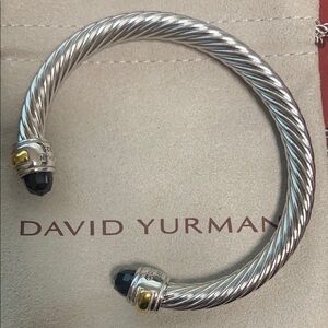 David Yurman Silver and Gold Bracelet with Black Accents